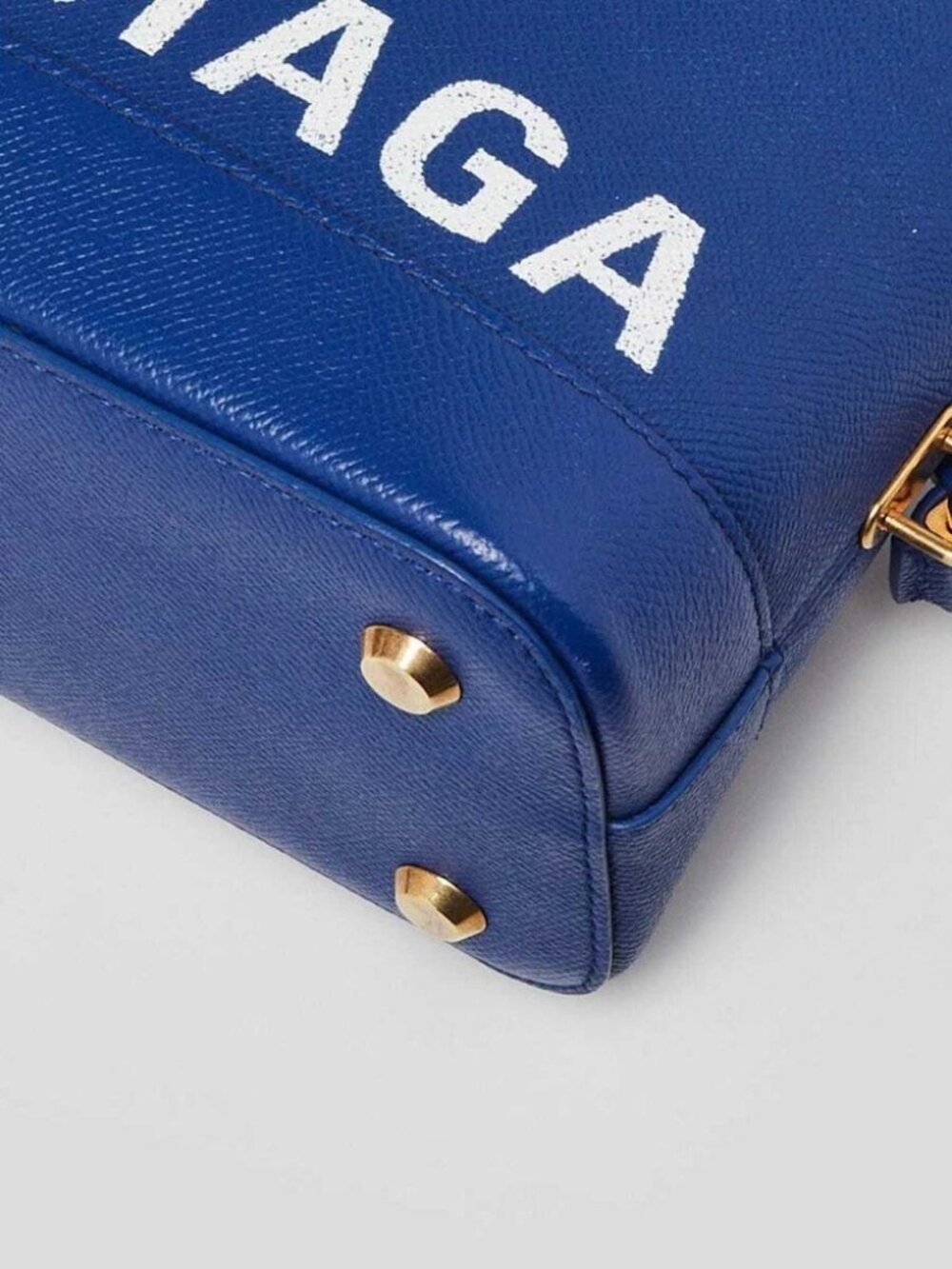 Balenciaga Blue Stamped Calfskin Leather Small Ville Satchel Bag - Picture 4 of 12